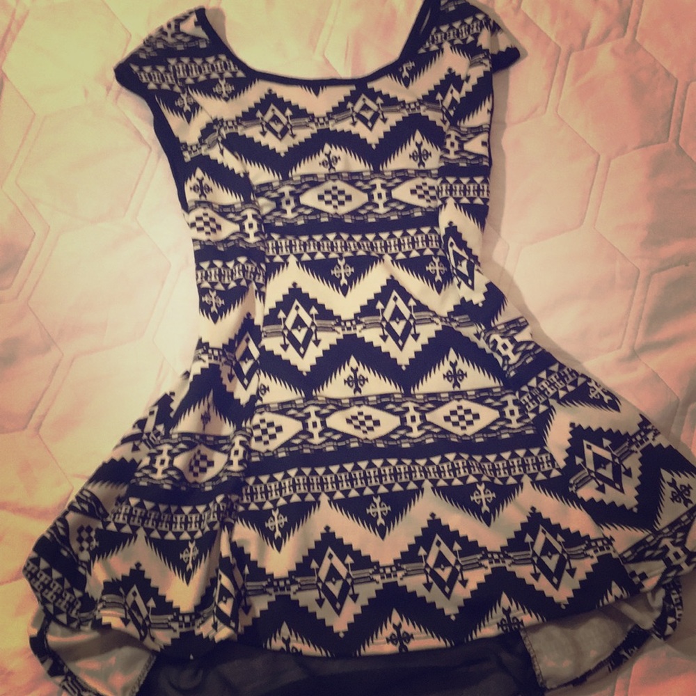 Black and white mini flare mini dress